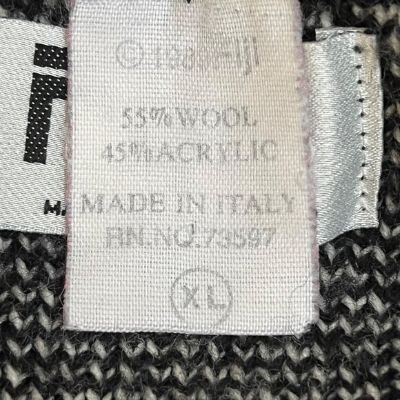 Vintage Mens XL Wool Blend Black White Cardigan Sweater Geometric Design Size XL - Picture 10 of 11